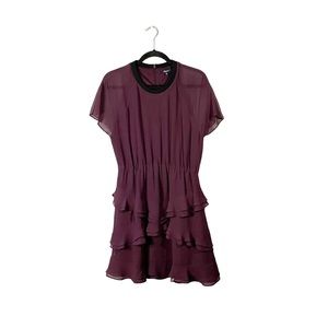 Madewell Wine Red Purple Ruffle Boho Preppy Casual Dress Size Small